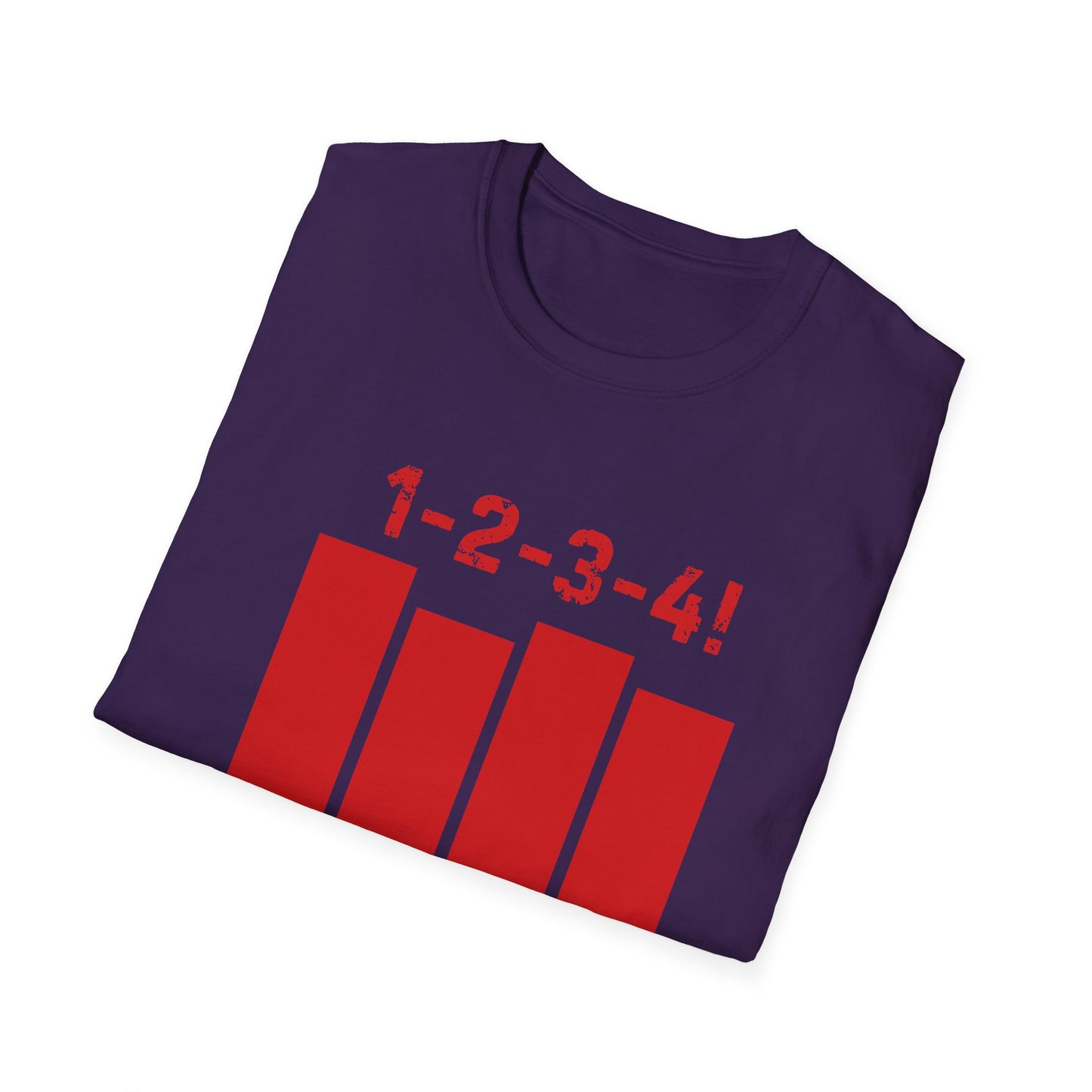 1-2-3-4! Unisex Softstyle T-Shirt - Design for the punk rock fan.