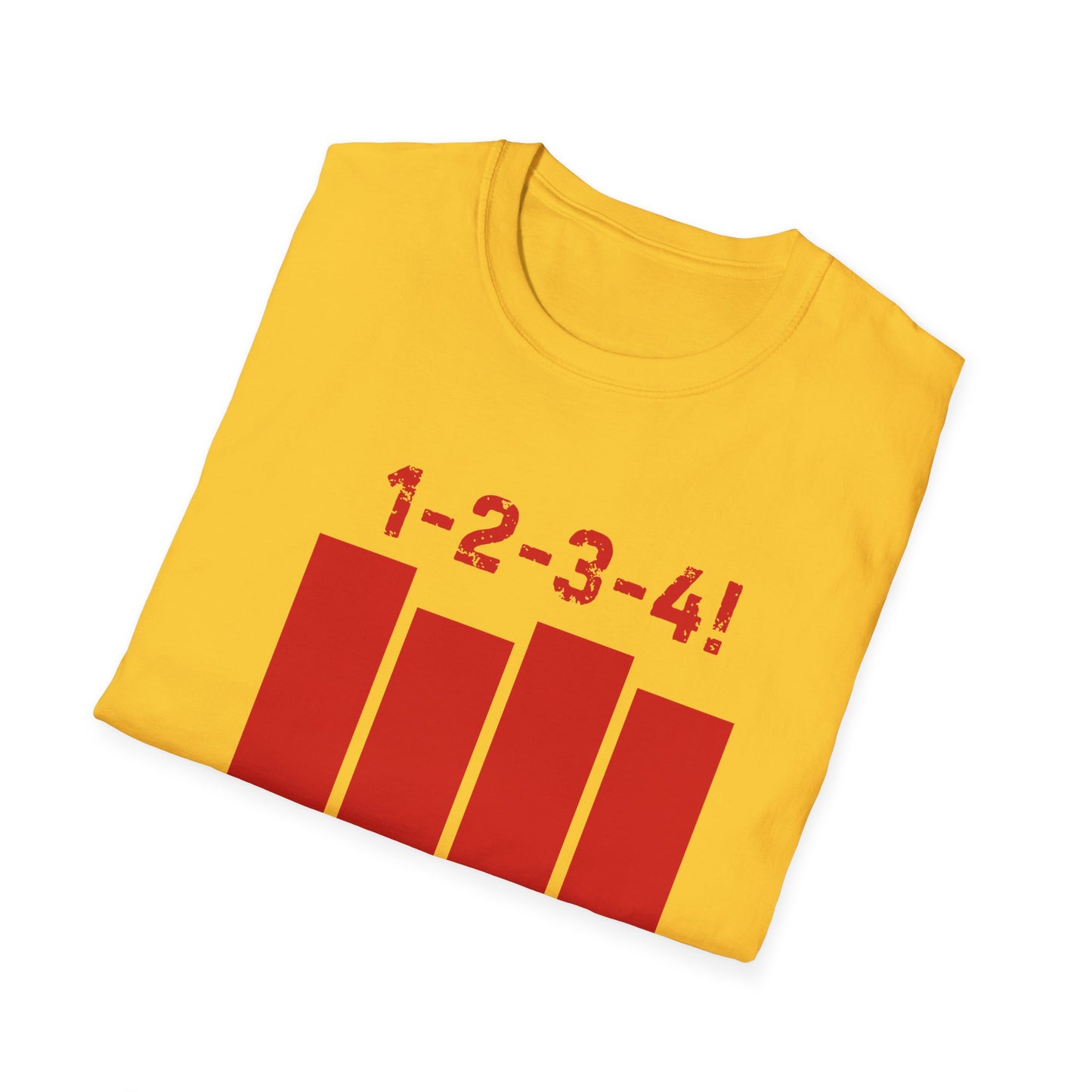1-2-3-4! Unisex Softstyle T-Shirt - Design for the punk rock fan.
