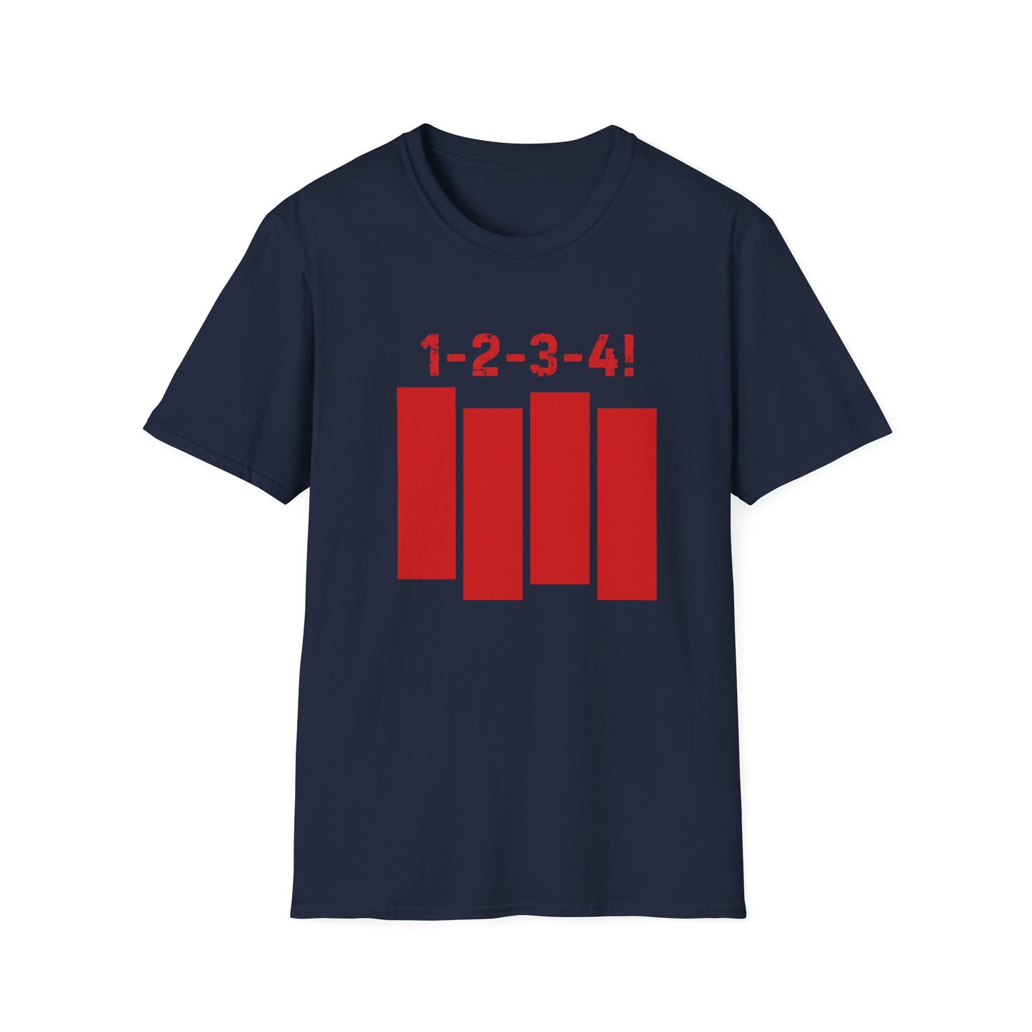 1-2-3-4! Unisex Softstyle T-Shirt - Design for the punk rock fan.