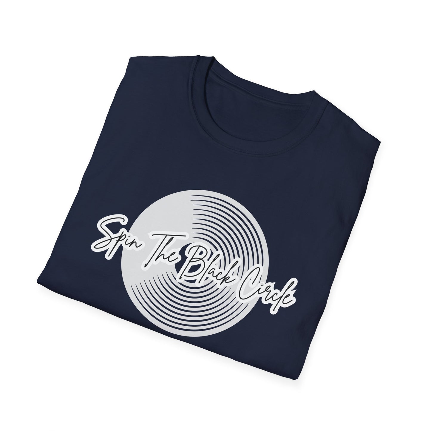 Spin The Black Circle Unisex Softstyle T-Shirt - Graphic Tee for Vinyl Enthusiasts