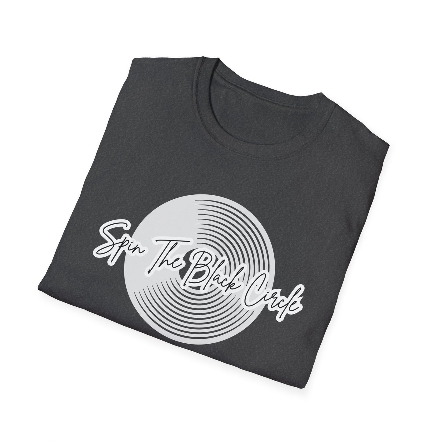 Spin The Black Circle Unisex Softstyle T-Shirt - Graphic Tee for Vinyl Enthusiasts