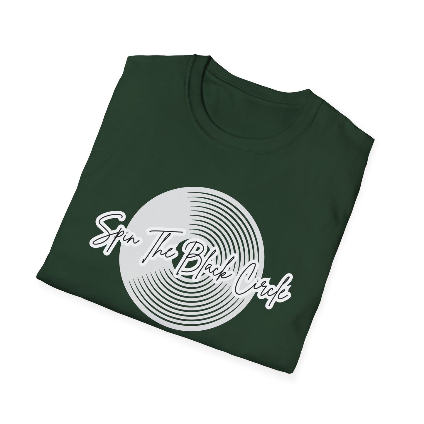 Spin The Black Circle Unisex Softstyle T-Shirt - Graphic Tee for Vinyl Enthusiasts