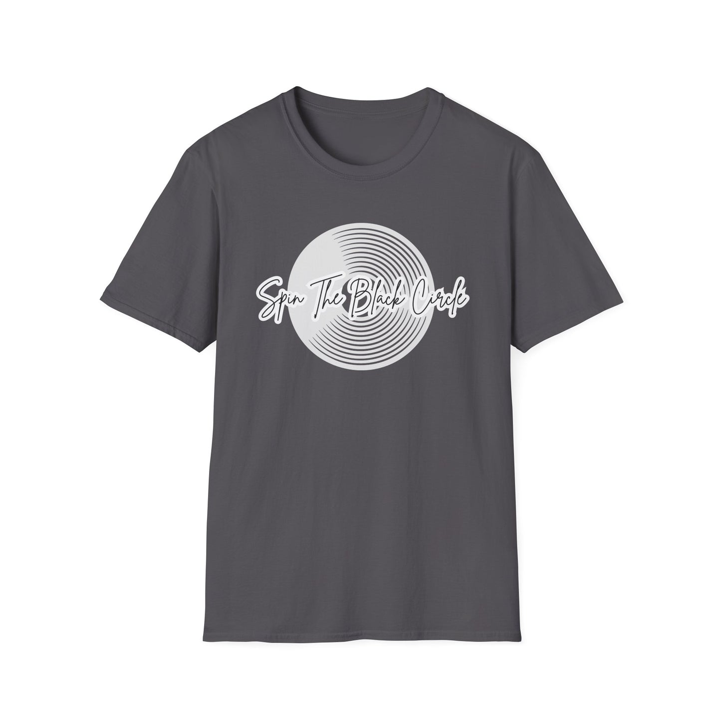 Spin The Black Circle Unisex Softstyle T-Shirt - Graphic Tee for Vinyl Enthusiasts