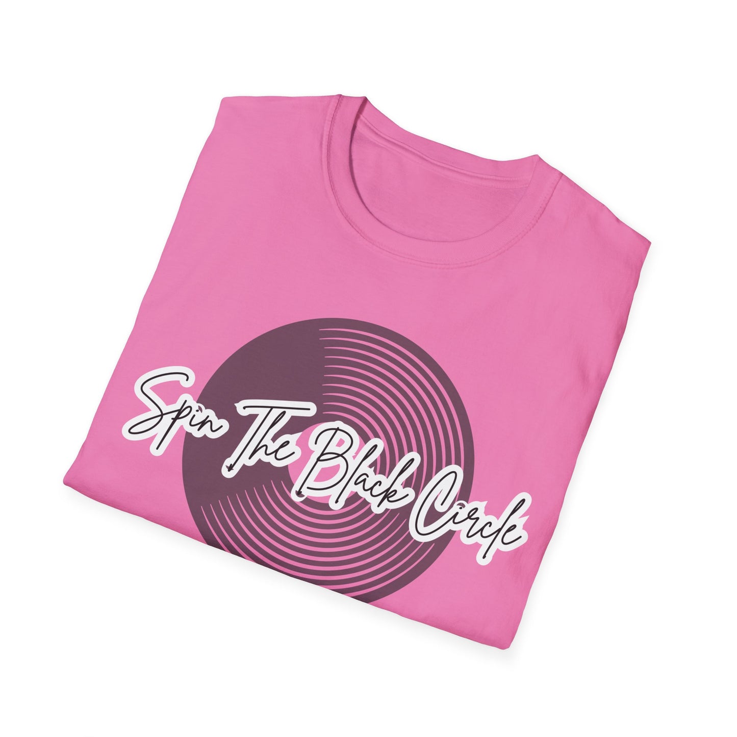 Spin The Black Circle Unisex Softstyle T-Shirt - Graphic Tee for Vinyl Enthusiasts