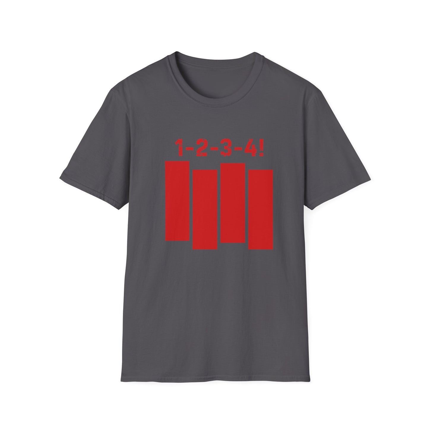 1-2-3-4! Unisex Softstyle T-Shirt - Design for the punk rock fan.