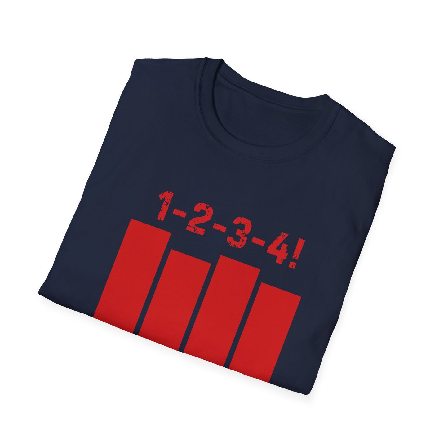 1-2-3-4! Unisex Softstyle T-Shirt - Design for the punk rock fan.