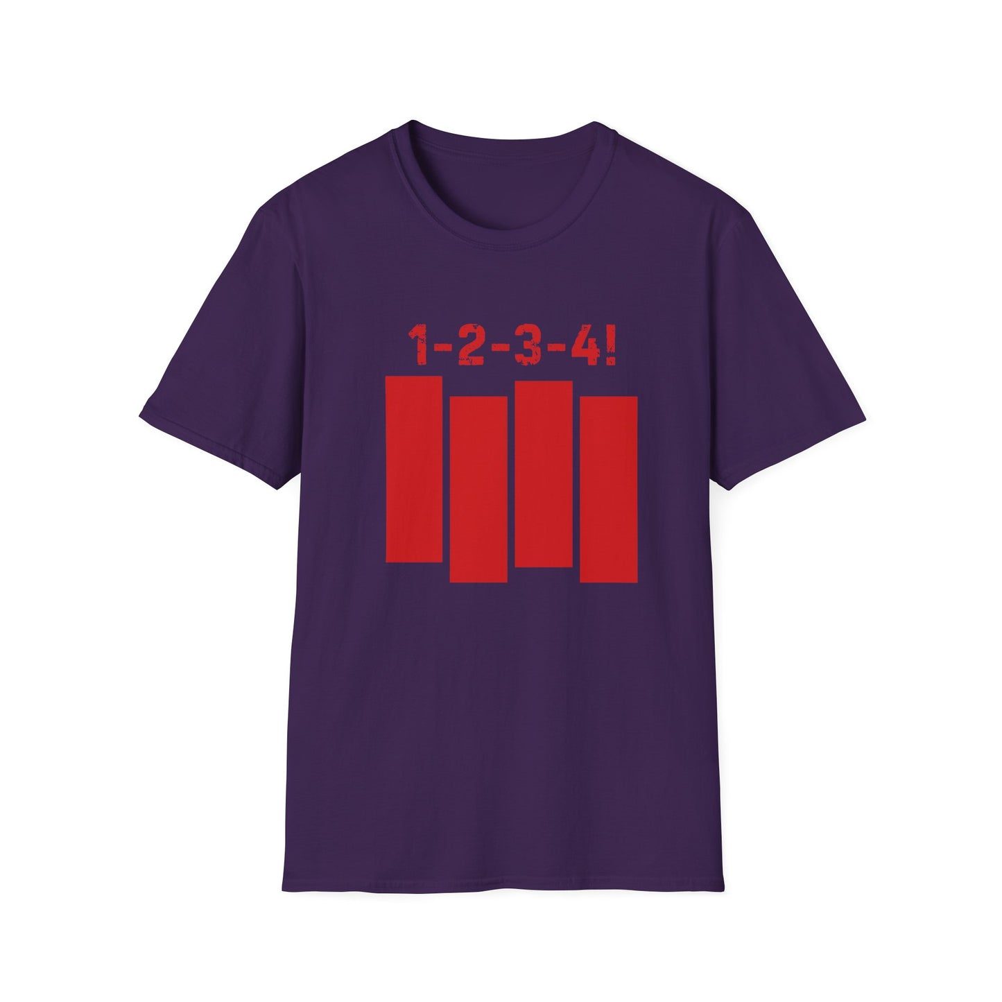1-2-3-4! Unisex Softstyle T-Shirt - Design for the punk rock fan.