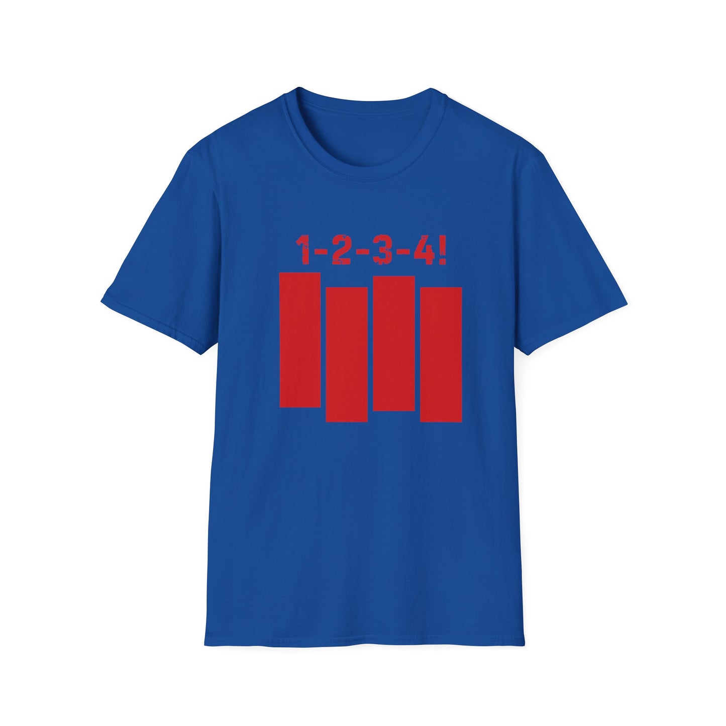 1-2-3-4! Unisex Softstyle T-Shirt - Design for the punk rock fan.