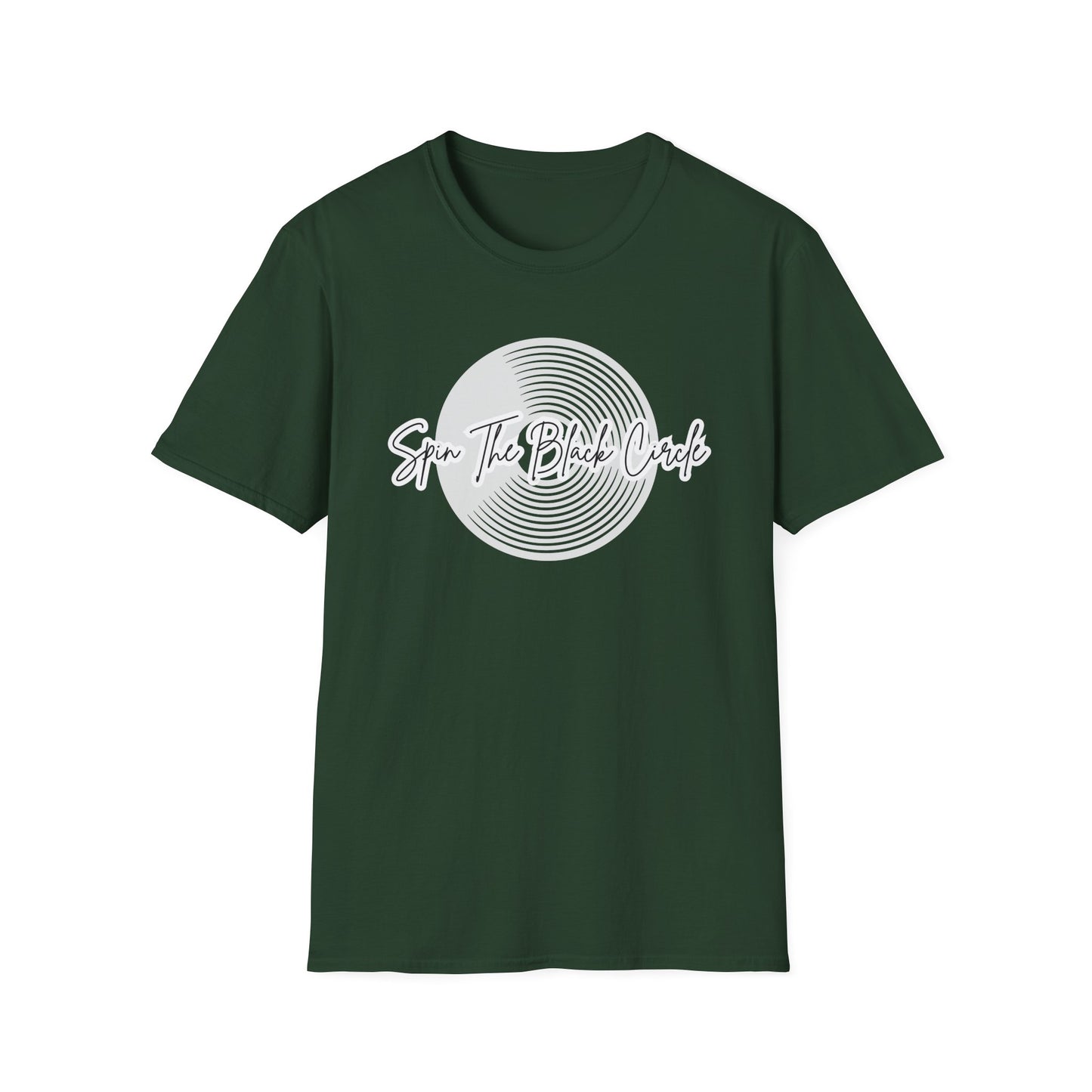 Spin The Black Circle Unisex Softstyle T-Shirt - Graphic Tee for Vinyl Enthusiasts