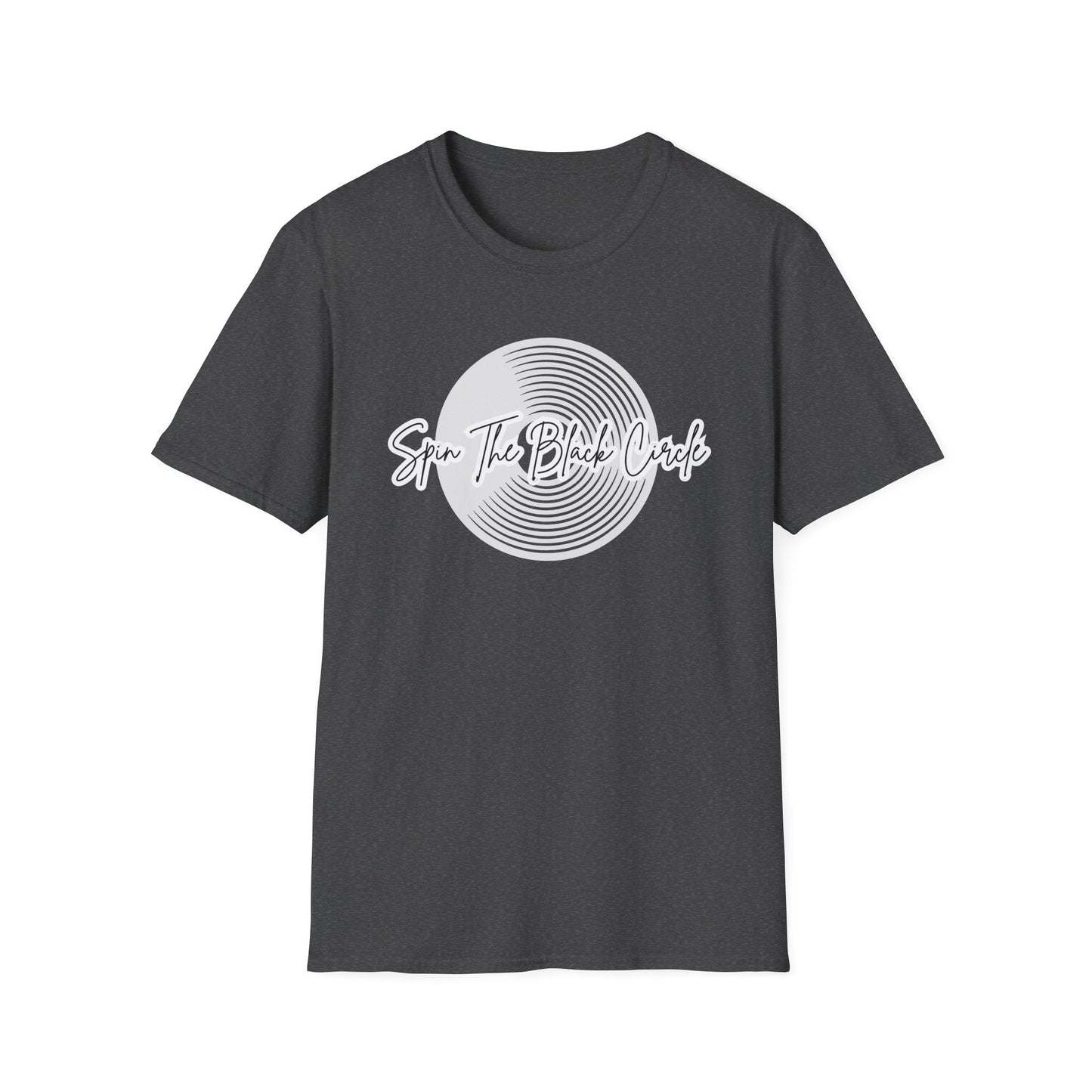 Spin The Black Circle Unisex Softstyle T-Shirt - Graphic Tee for Vinyl Enthusiasts