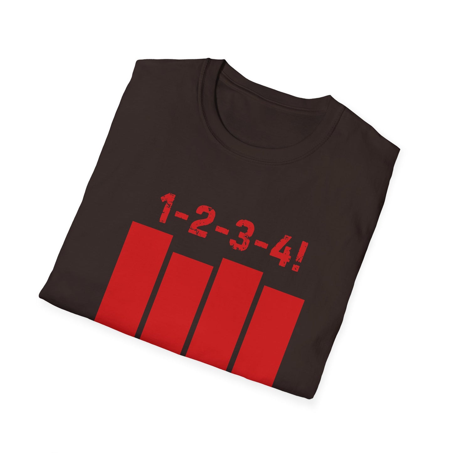 1-2-3-4! Unisex Softstyle T-Shirt - Design for the punk rock fan.