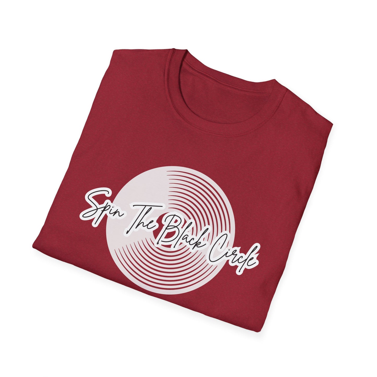 Spin The Black Circle Unisex Softstyle T-Shirt - Graphic Tee for Vinyl Enthusiasts