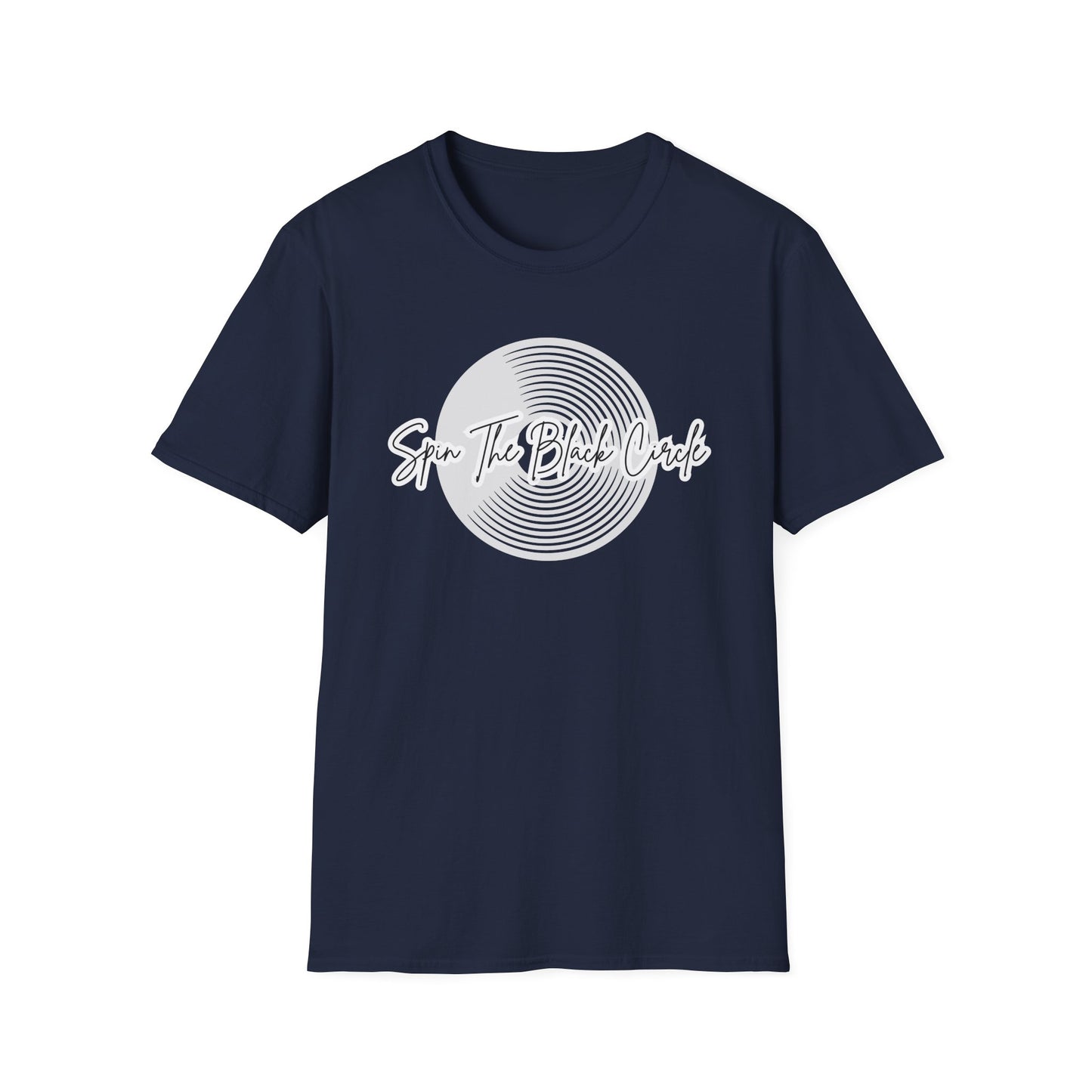 Spin The Black Circle Unisex Softstyle T-Shirt - Graphic Tee for Vinyl Enthusiasts