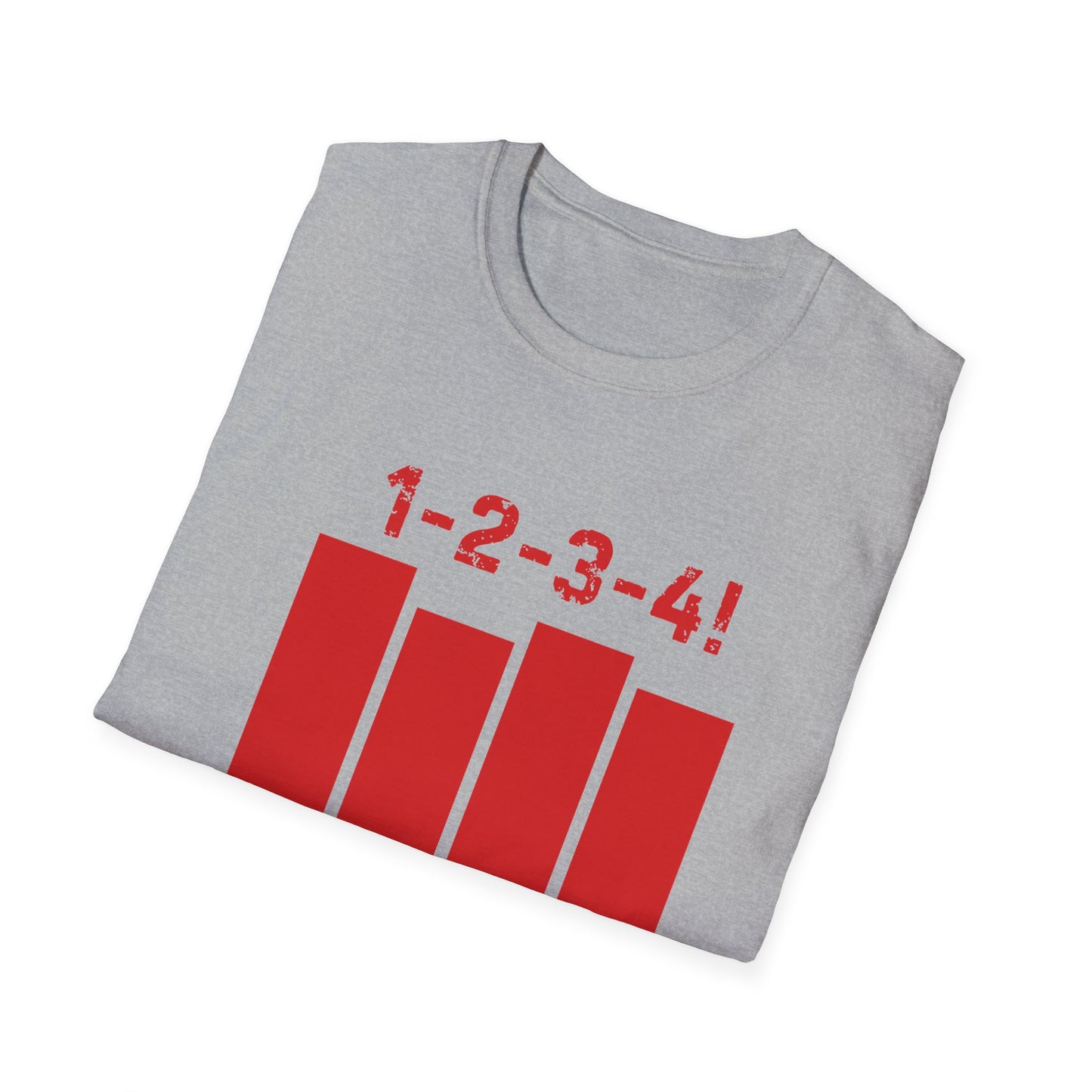 1-2-3-4! Unisex Softstyle T-Shirt - Design for the punk rock fan.