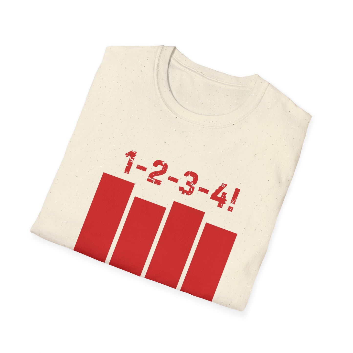 1-2-3-4! Unisex Softstyle T-Shirt - Design for the punk rock fan.