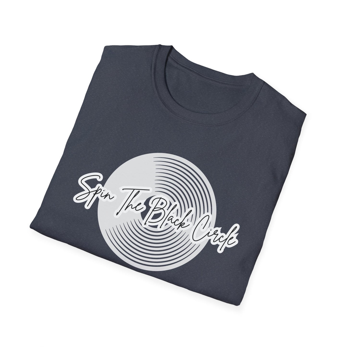 Spin The Black Circle Unisex Softstyle T-Shirt - Graphic Tee for Vinyl Enthusiasts