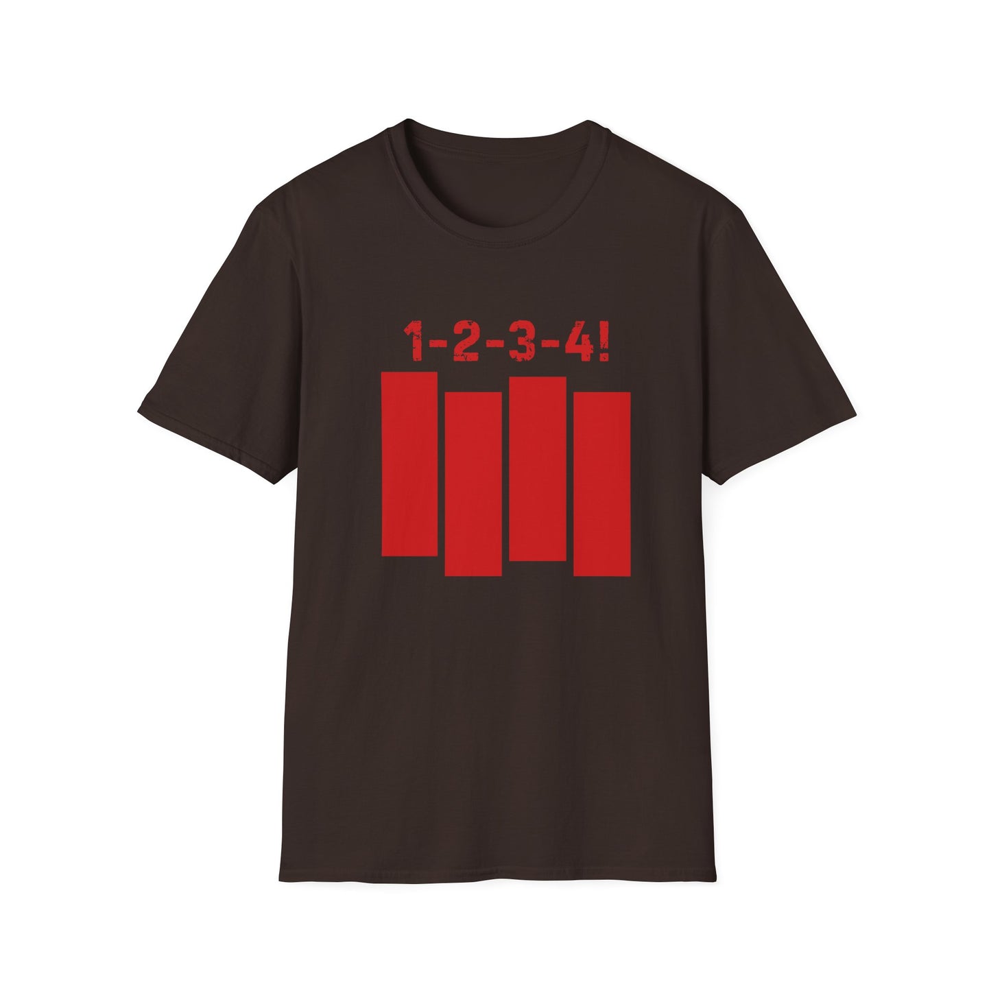 1-2-3-4! Unisex Softstyle T-Shirt - Design for the punk rock fan.