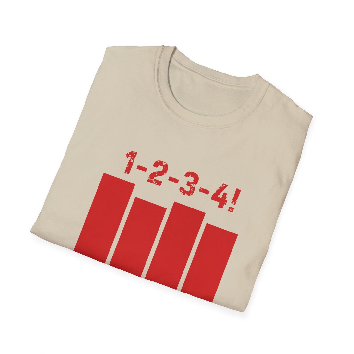 1-2-3-4! Unisex Softstyle T-Shirt - Design for the punk rock fan.