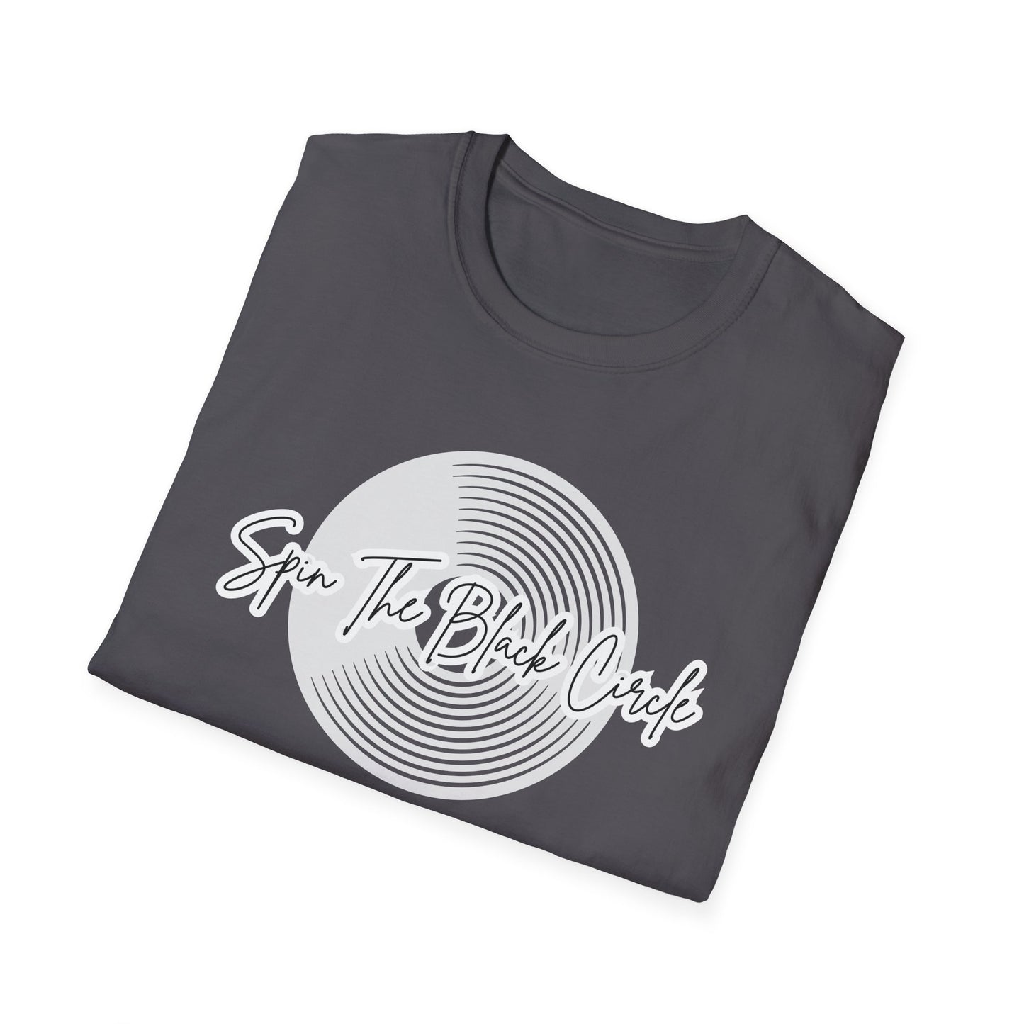 Spin The Black Circle Unisex Softstyle T-Shirt - Graphic Tee for Vinyl Enthusiasts