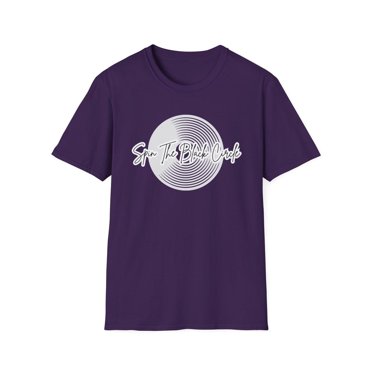 Spin The Black Circle Unisex Softstyle T-Shirt - Graphic Tee for Vinyl Enthusiasts