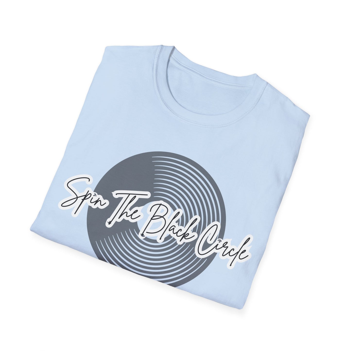 Spin The Black Circle Unisex Softstyle T-Shirt - Graphic Tee for Vinyl Enthusiasts