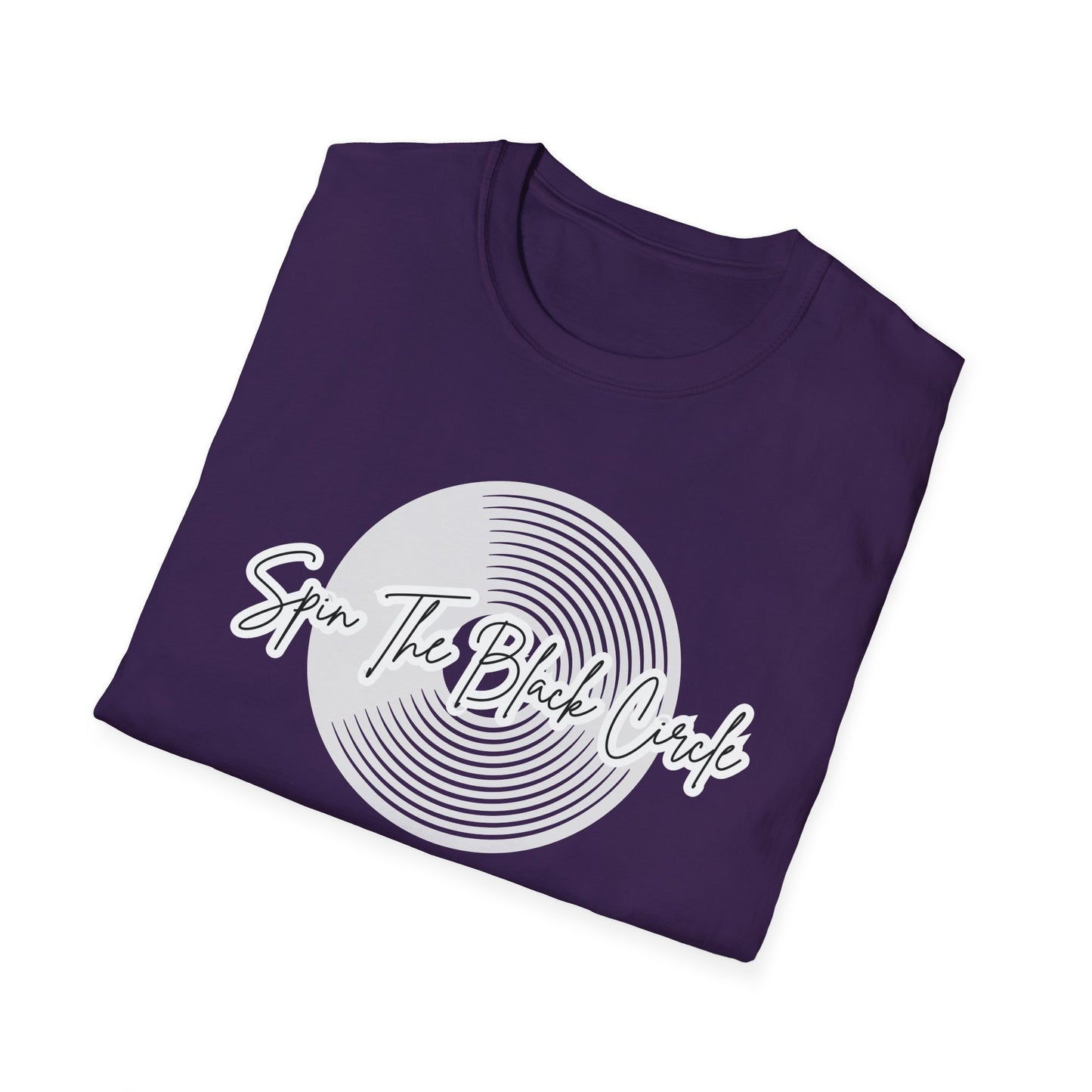 Spin The Black Circle Unisex Softstyle T-Shirt - Graphic Tee for Vinyl Enthusiasts