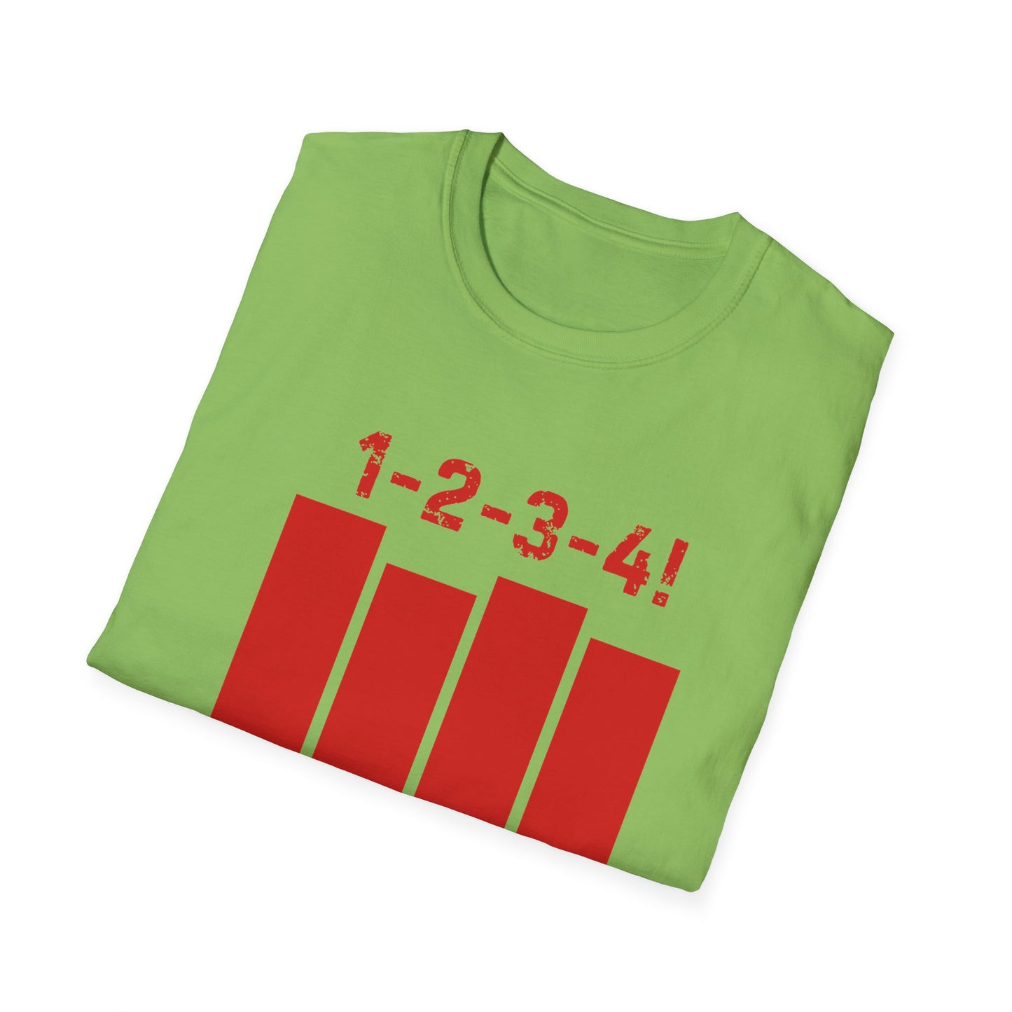 1-2-3-4! Unisex Softstyle T-Shirt - Design for the punk rock fan.