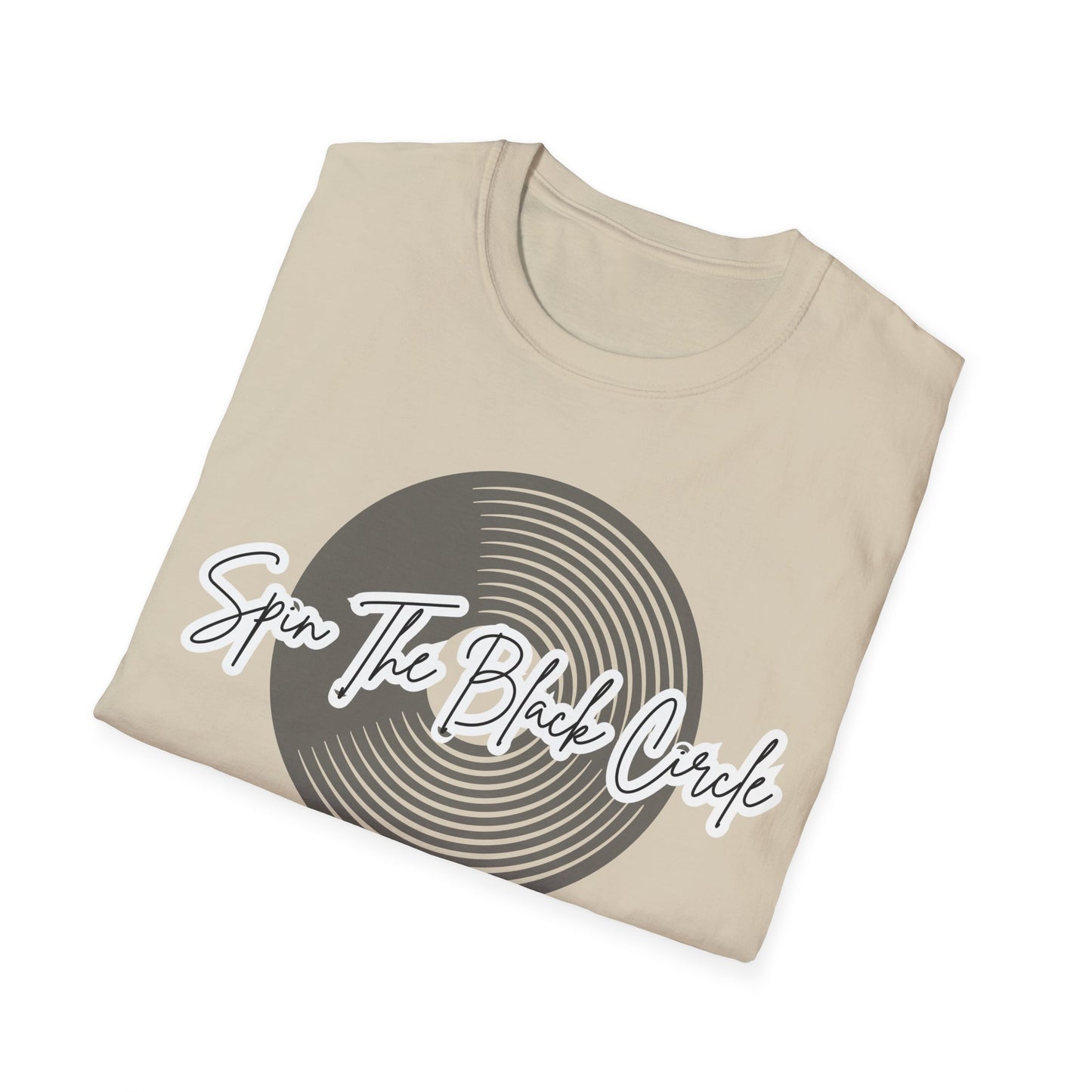 Spin The Black Circle Unisex Softstyle T-Shirt - Graphic Tee for Vinyl Enthusiasts