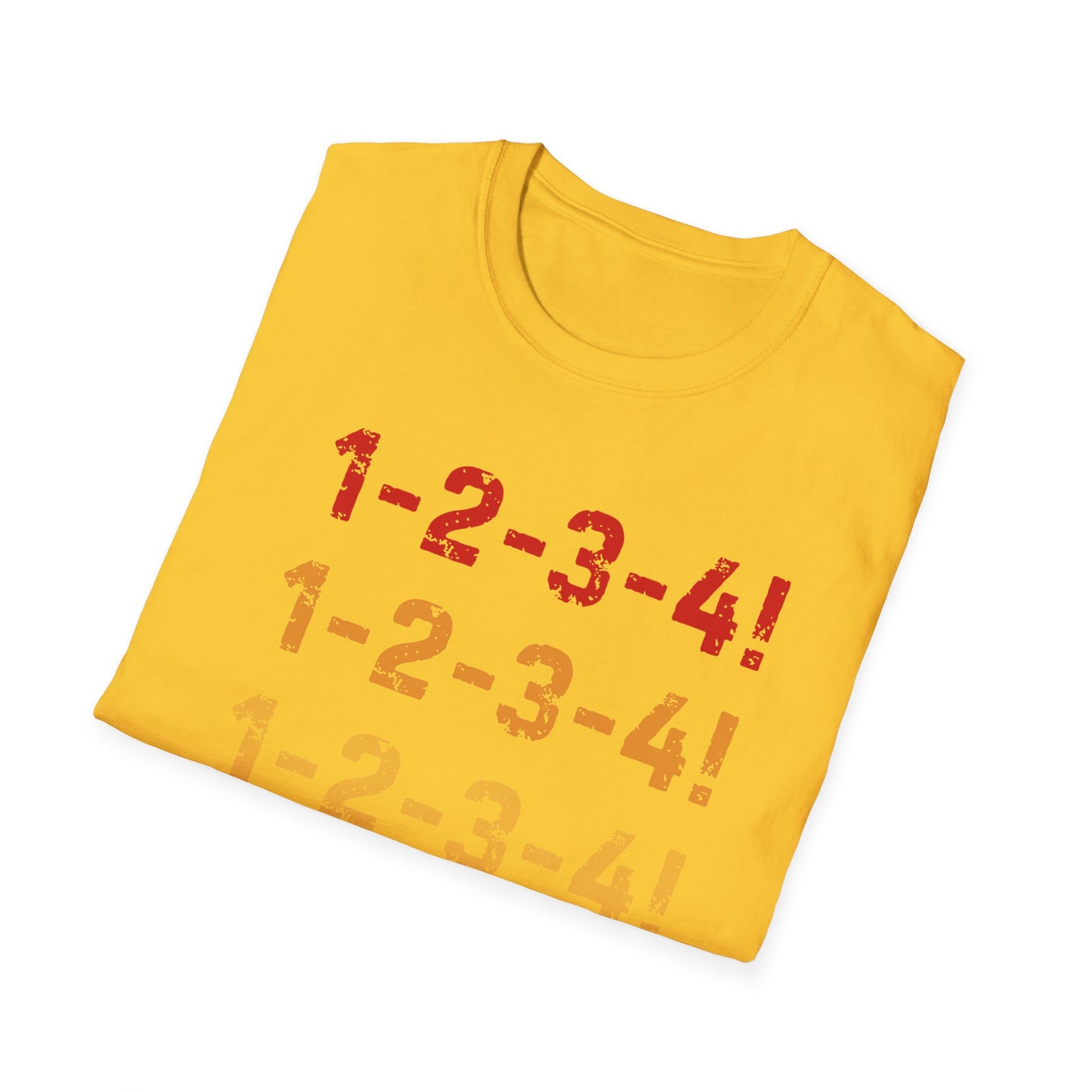 1-2-3-4! Unisex Softstyle T-Shirt - Design for the punk rock fan.