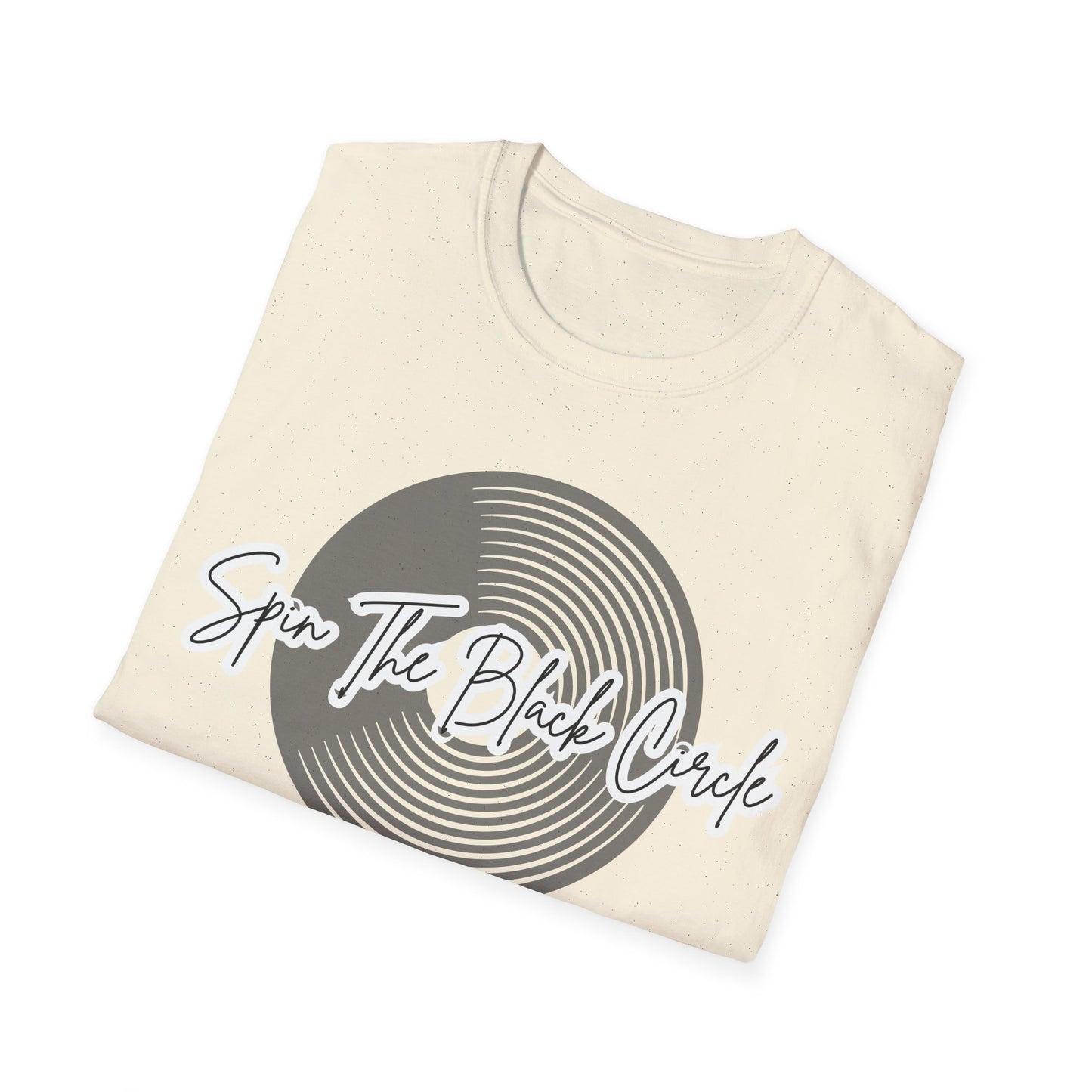 Spin The Black Circle Unisex Softstyle T-Shirt - Graphic Tee for Vinyl Enthusiasts