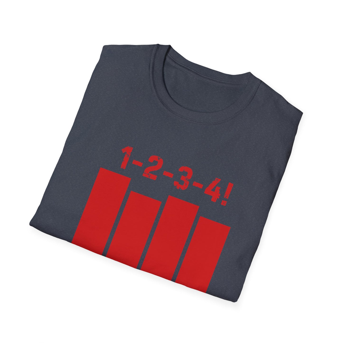 1-2-3-4! Unisex Softstyle T-Shirt - Design for the punk rock fan.